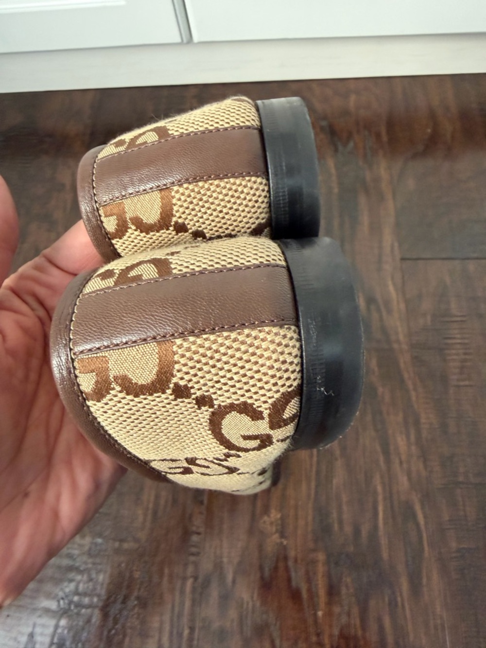 Gucci Beige & Brown GG Canvas Horsebit Loafers - Picture 3 of 5